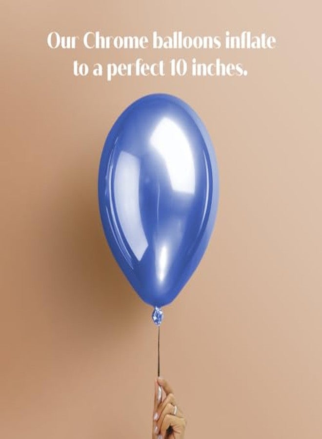 JUST PARTY بالونات معدنية كروم من جست بارتي - عبوة من 100 بالون (أزرق) - Image 4